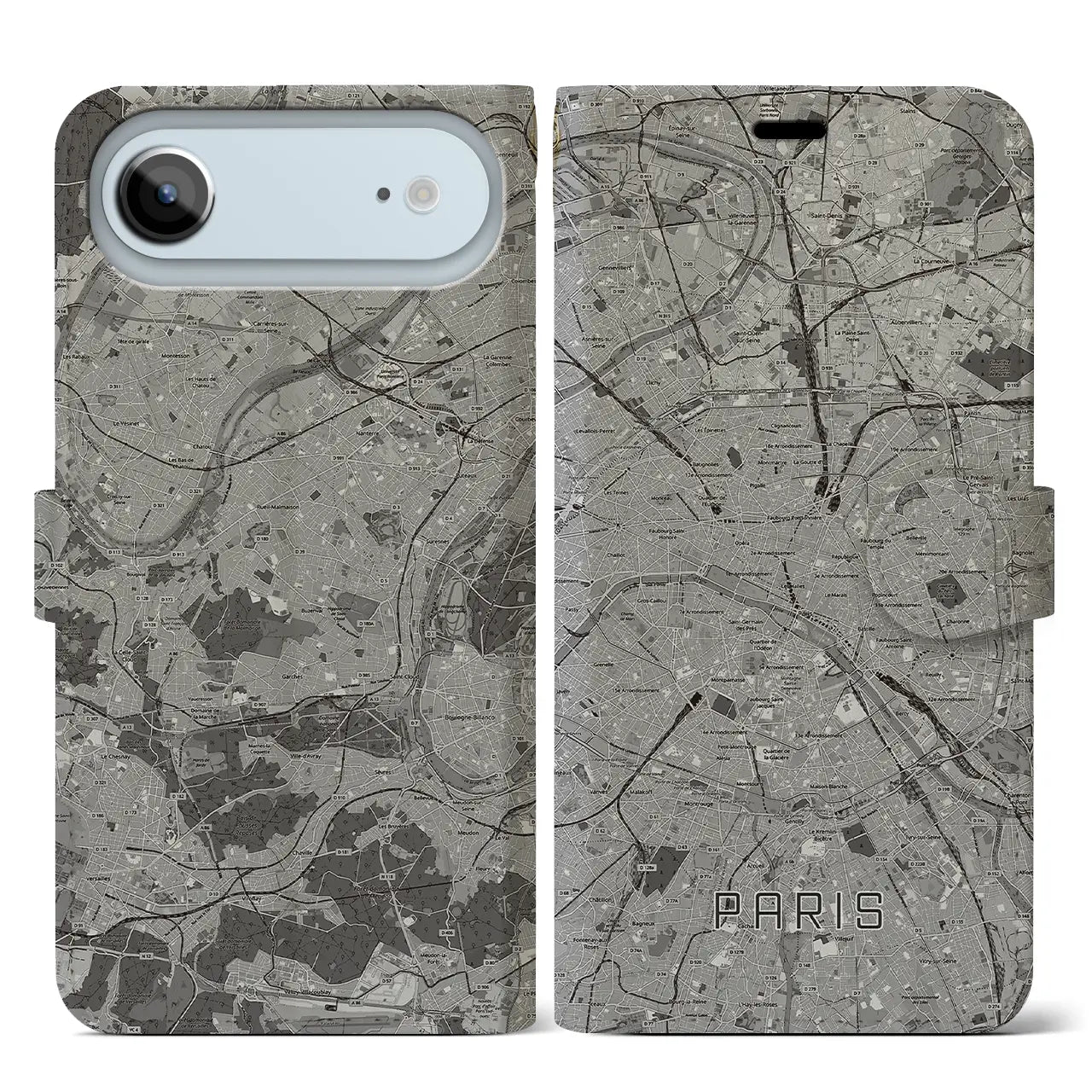 【パリ(フランス)】地図柄iPhoneケース(手帳タイプ)