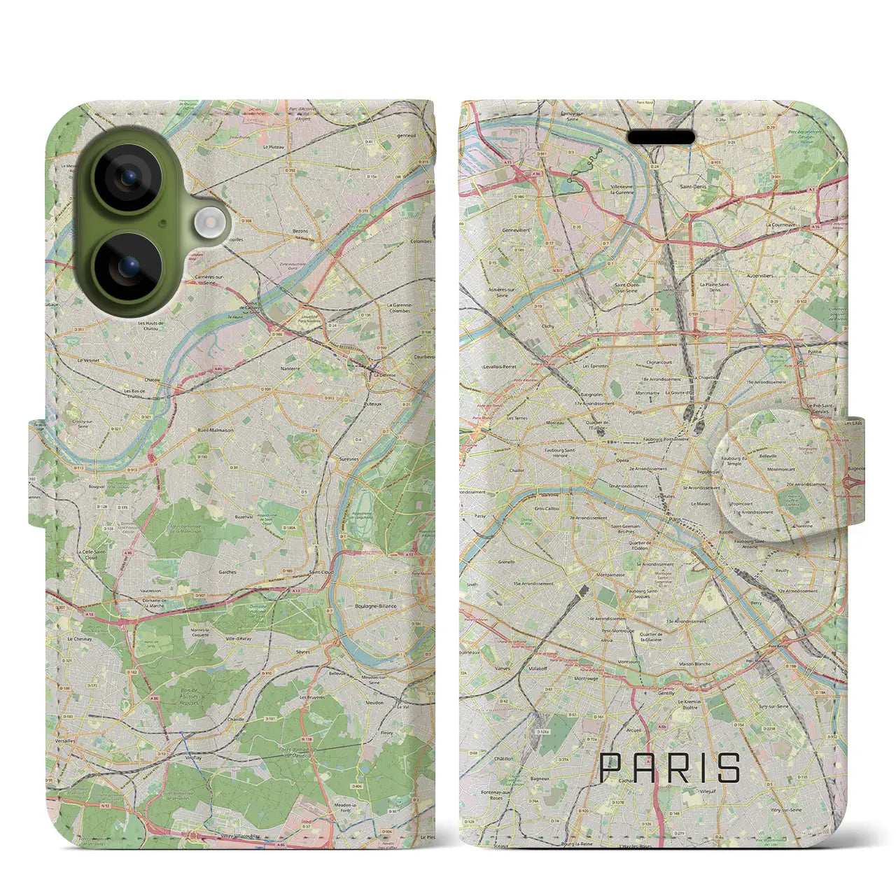 【パリ(フランス)】地図柄iPhoneケース(手帳タイプ)ナチュラル・iPhone 17 Pro Max 用