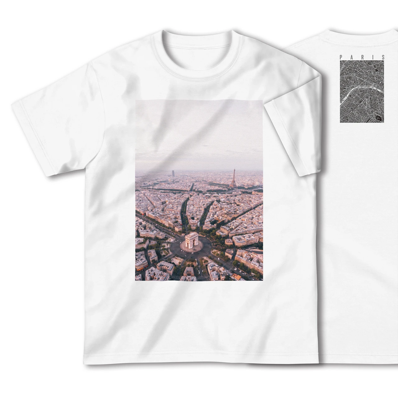 【パリ(フランス)】Map World ハイクオリティTシャツ