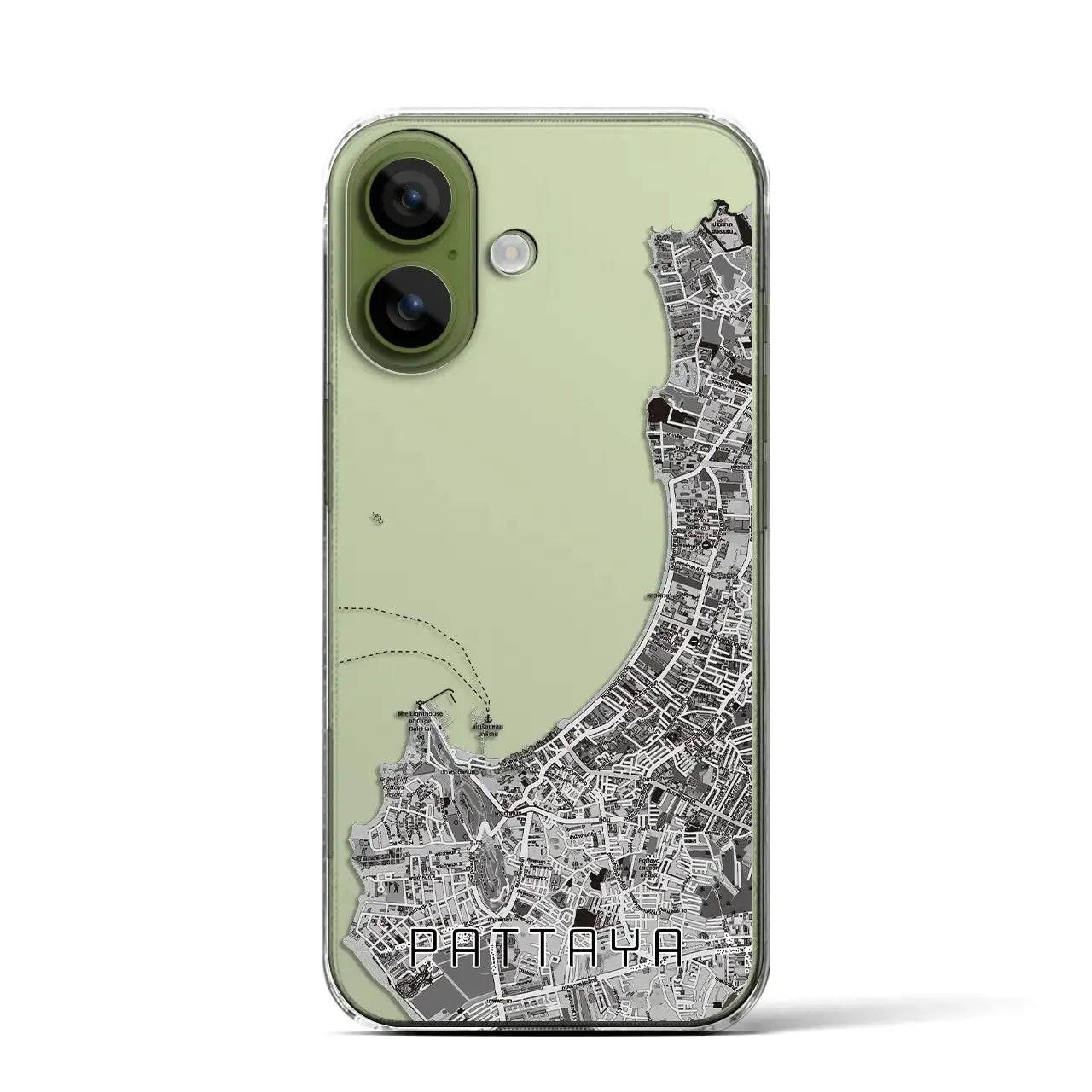 【パタヤ(タイ)】地図柄iPhoneケース(クリアタイプ)モノトーン・iPhone 17 Pro Max 用