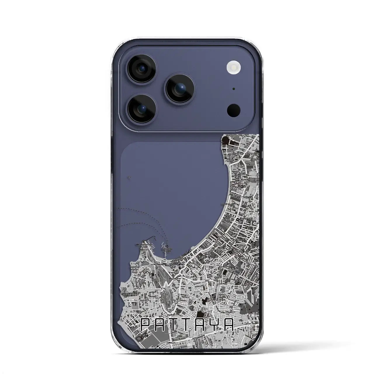 【パタヤ(タイ)】地図柄iPhoneケース(クリアタイプ)モノトーン・iPhone 17 Pro Max 用