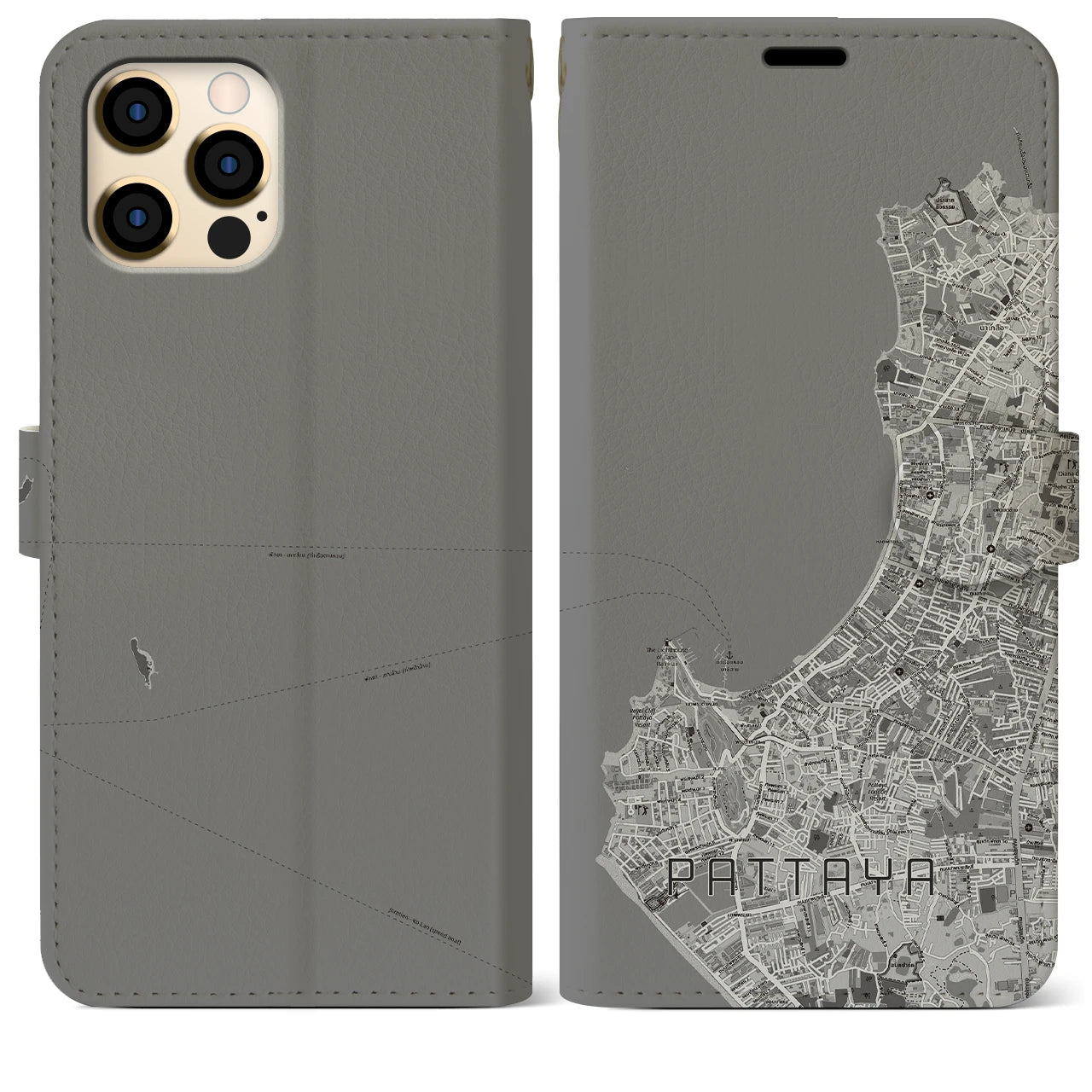 【パタヤ(タイ)】地図柄iPhoneケース(手帳タイプ)