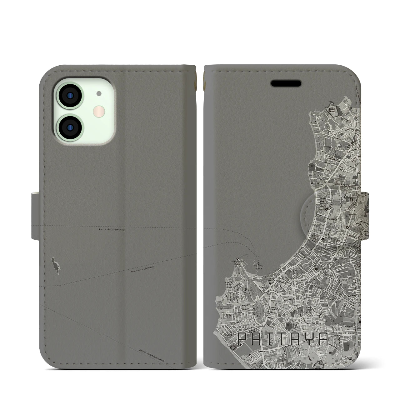 【パタヤ(タイ)】地図柄iPhoneケース(手帳タイプ)