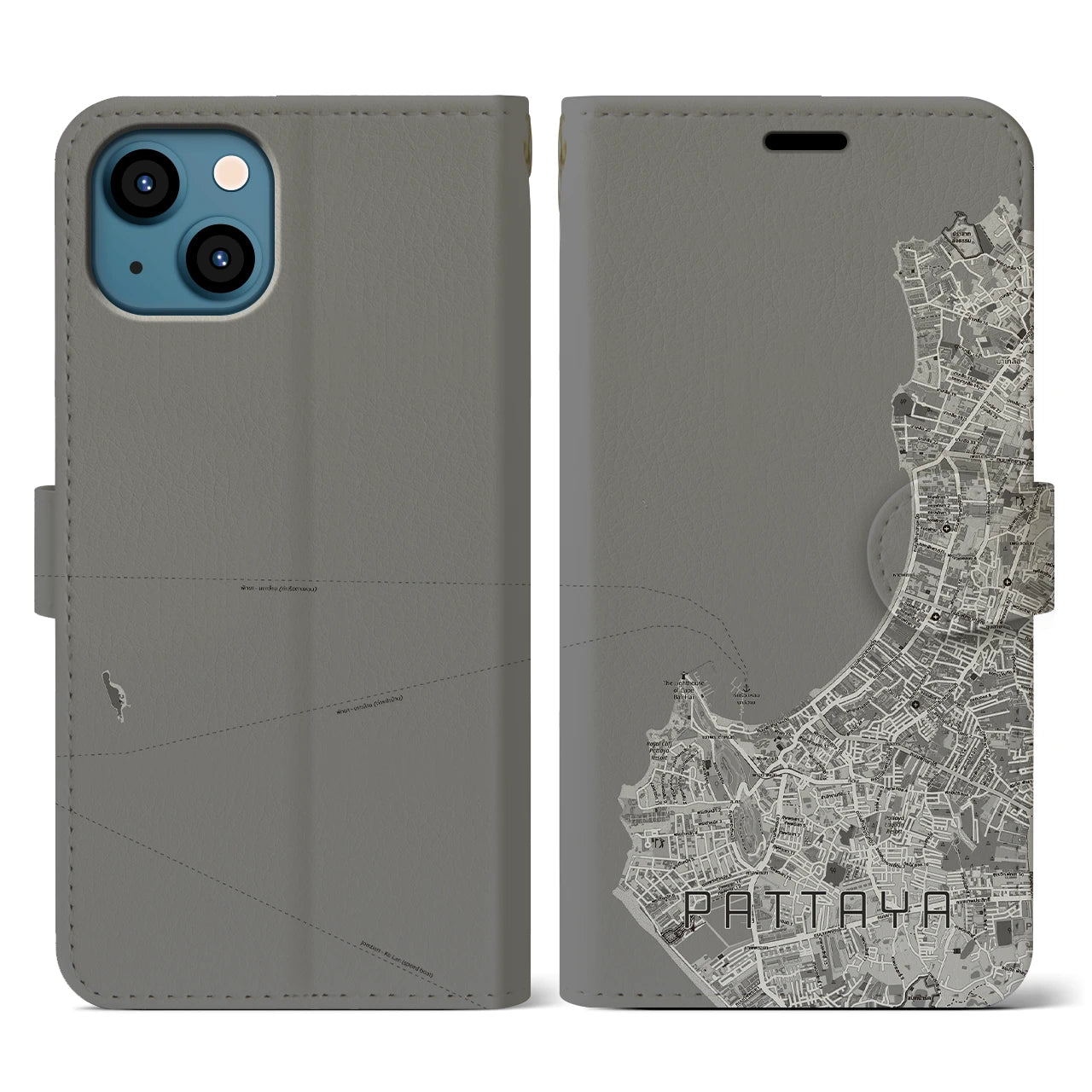 【パタヤ(タイ)】地図柄iPhoneケース(手帳タイプ)