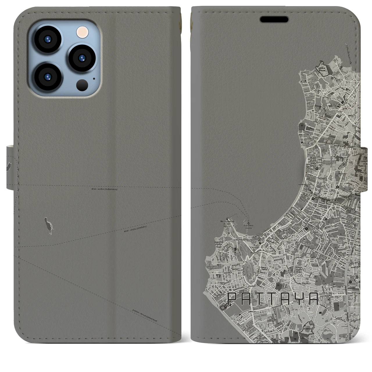 【パタヤ(タイ)】地図柄iPhoneケース(手帳タイプ)
