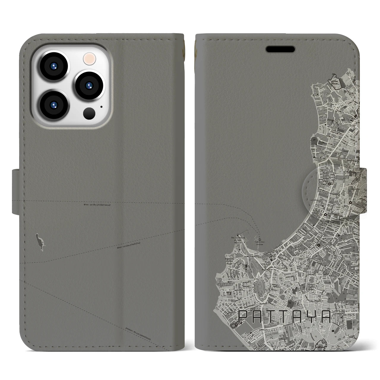 【パタヤ(タイ)】地図柄iPhoneケース(手帳タイプ)