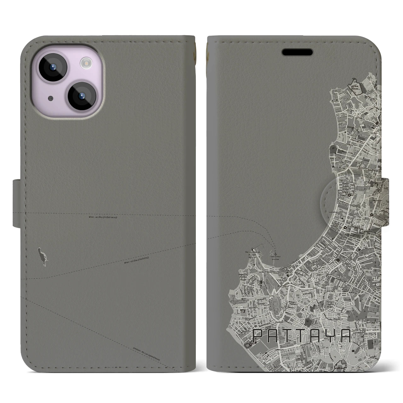 【パタヤ(タイ)】地図柄iPhoneケース(手帳タイプ)