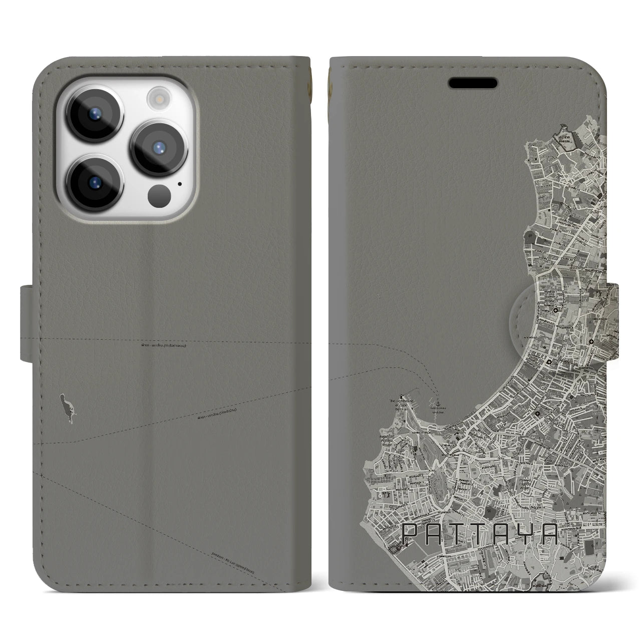 【パタヤ(タイ)】地図柄iPhoneケース(手帳タイプ)