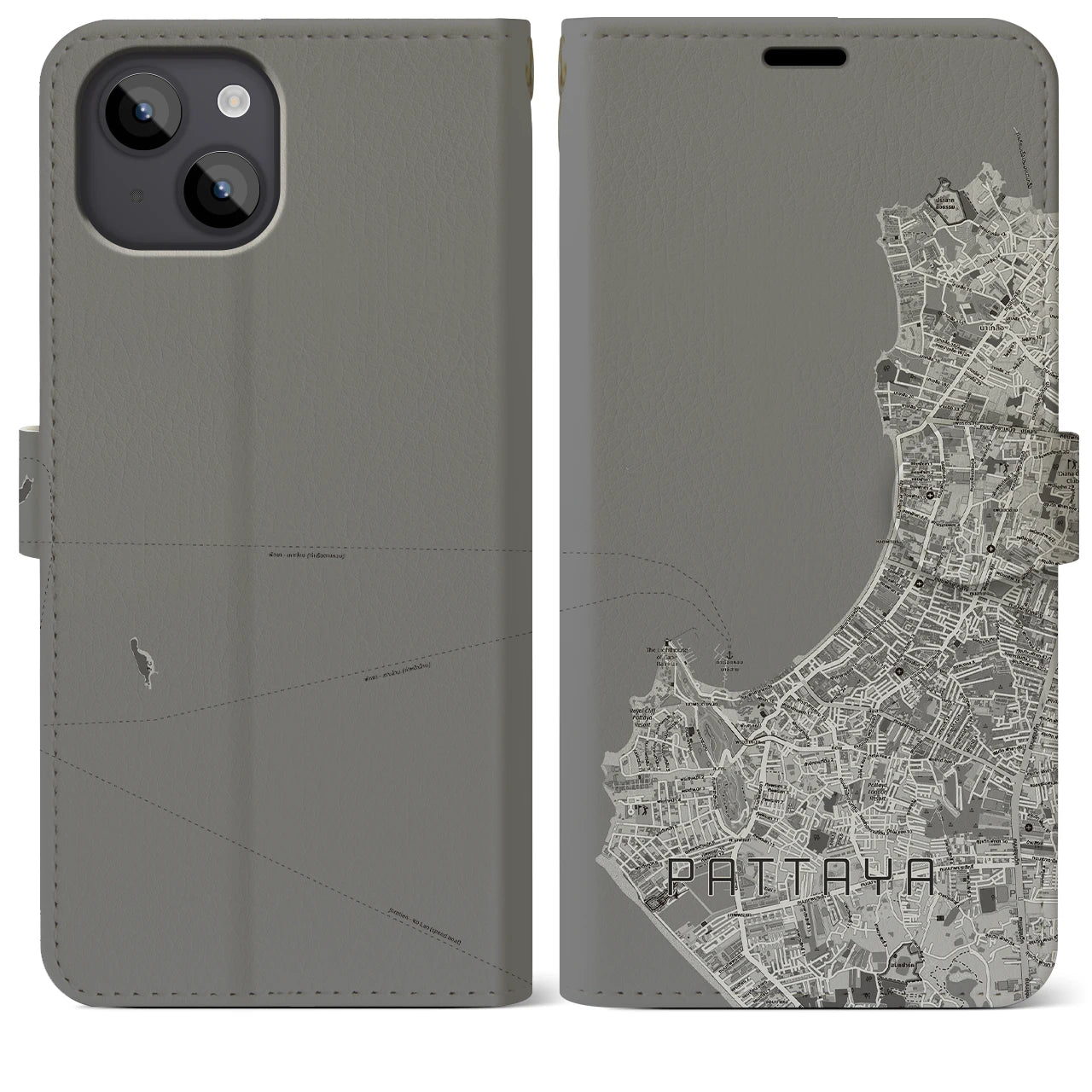 【パタヤ(タイ)】地図柄iPhoneケース(手帳タイプ)