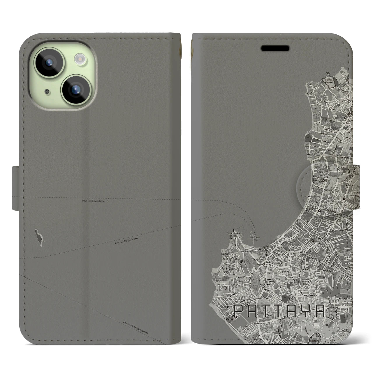 【パタヤ(タイ)】地図柄iPhoneケース(手帳タイプ)