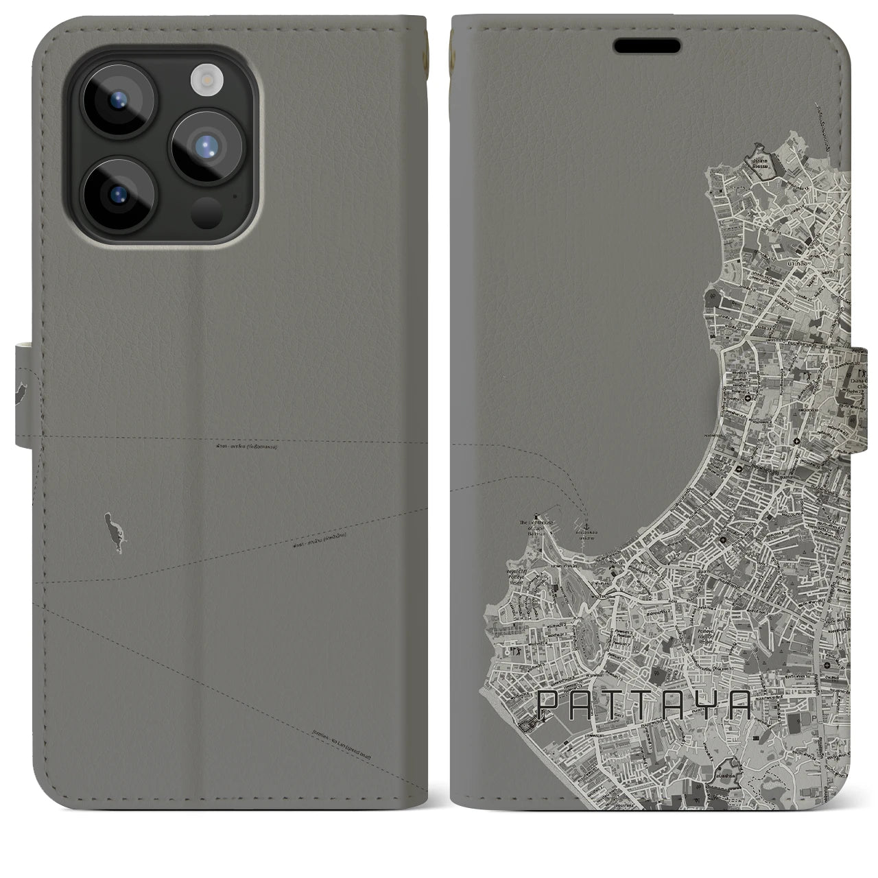 【パタヤ(タイ)】地図柄iPhoneケース(手帳タイプ)