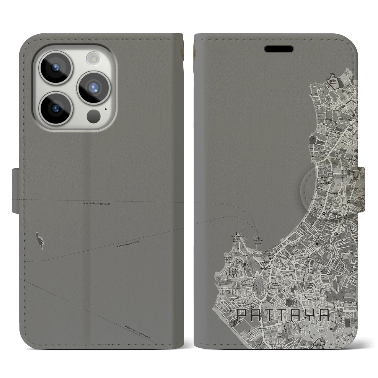 【パタヤ(タイ)】地図柄iPhoneケース(手帳タイプ)