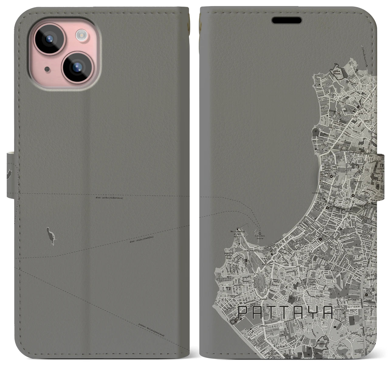 【パタヤ(タイ)】地図柄iPhoneケース(手帳タイプ)