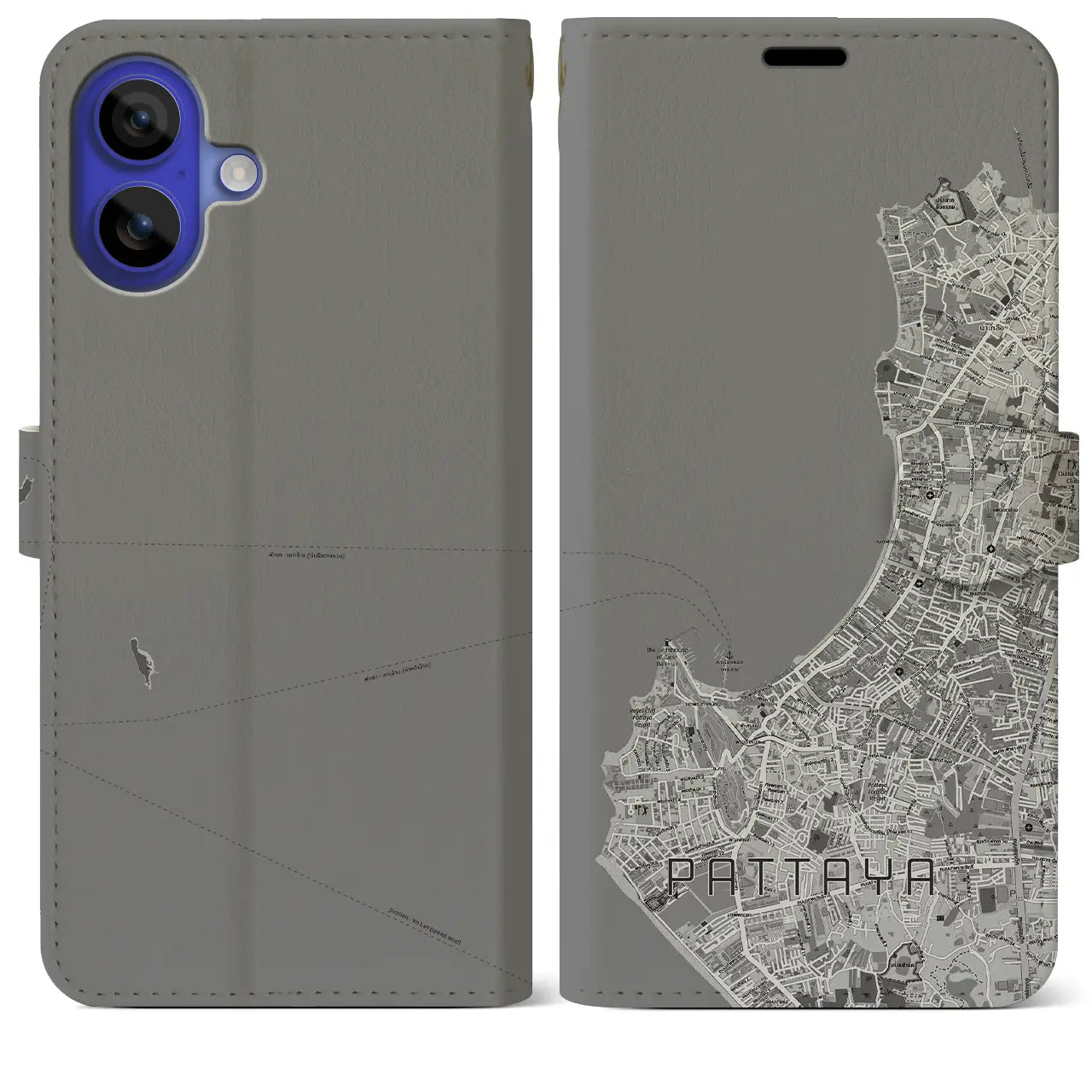 【パタヤ(タイ)】地図柄iPhoneケース(手帳タイプ)