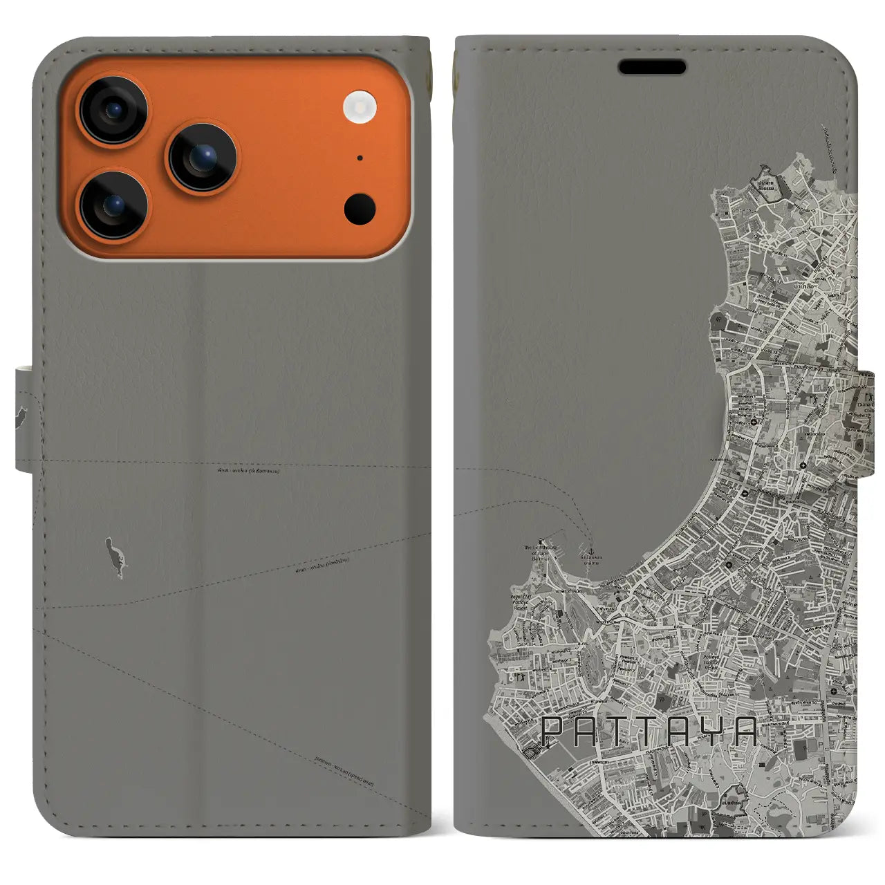 【パタヤ(タイ)】地図柄iPhoneケース(手帳タイプ)