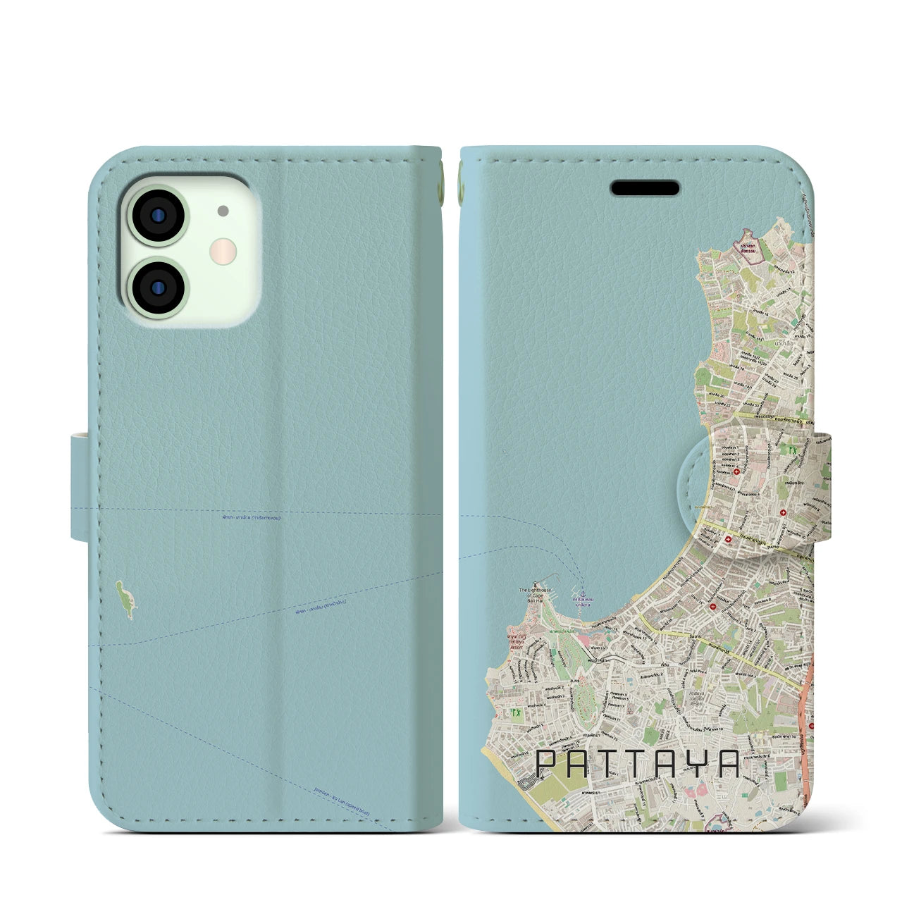 【パタヤ(タイ)】地図柄iPhoneケース(手帳タイプ)