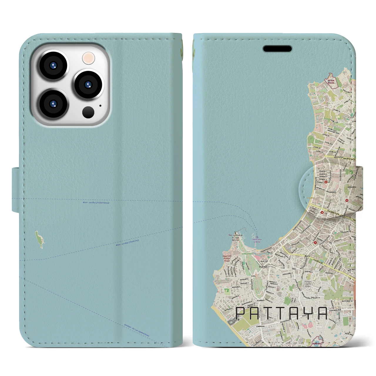 【パタヤ(タイ)】地図柄iPhoneケース(手帳タイプ)