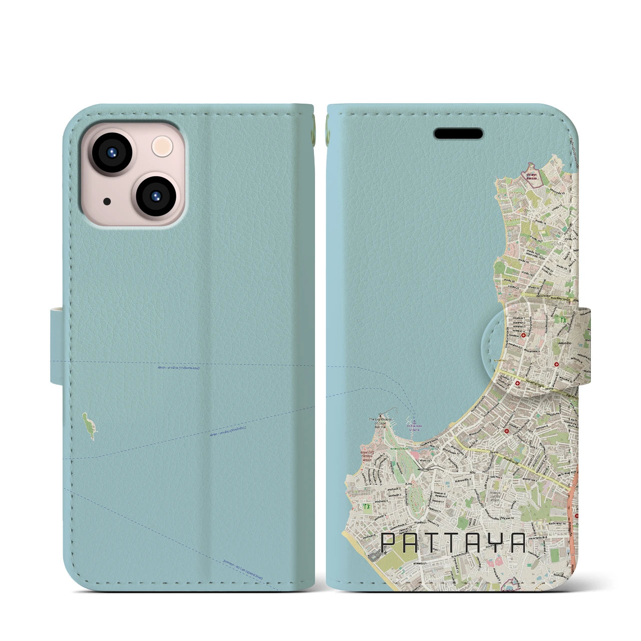 【パタヤ(タイ)】地図柄iPhoneケース(手帳タイプ)