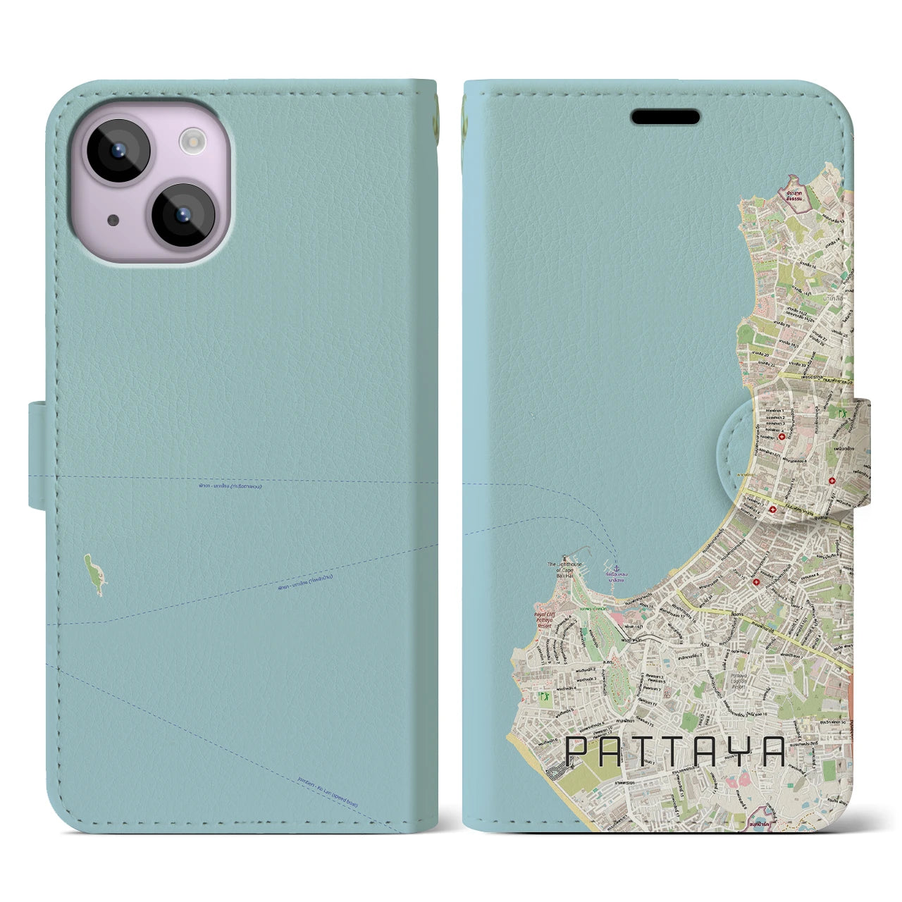 【パタヤ(タイ)】地図柄iPhoneケース(手帳タイプ)