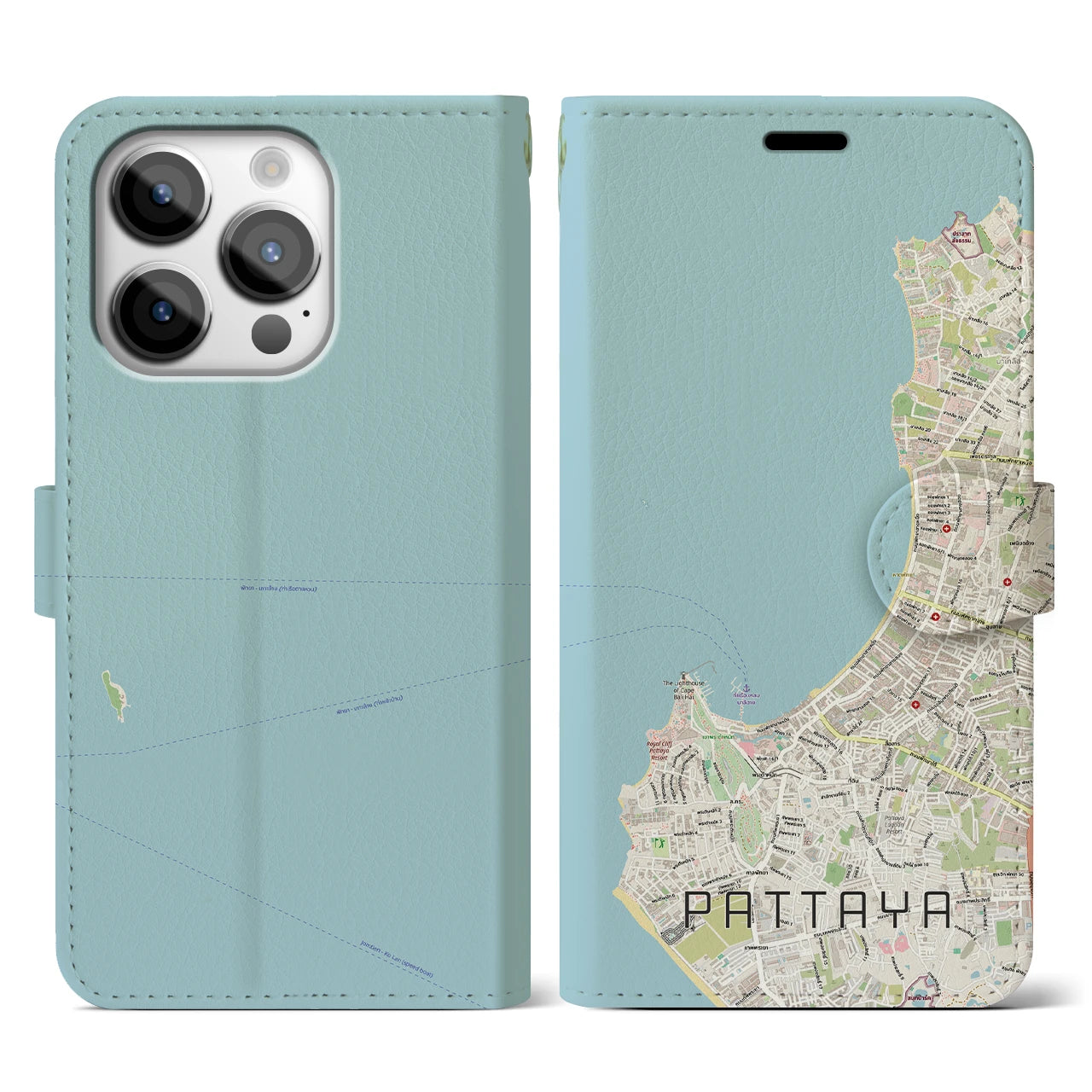 【パタヤ(タイ)】地図柄iPhoneケース(手帳タイプ)