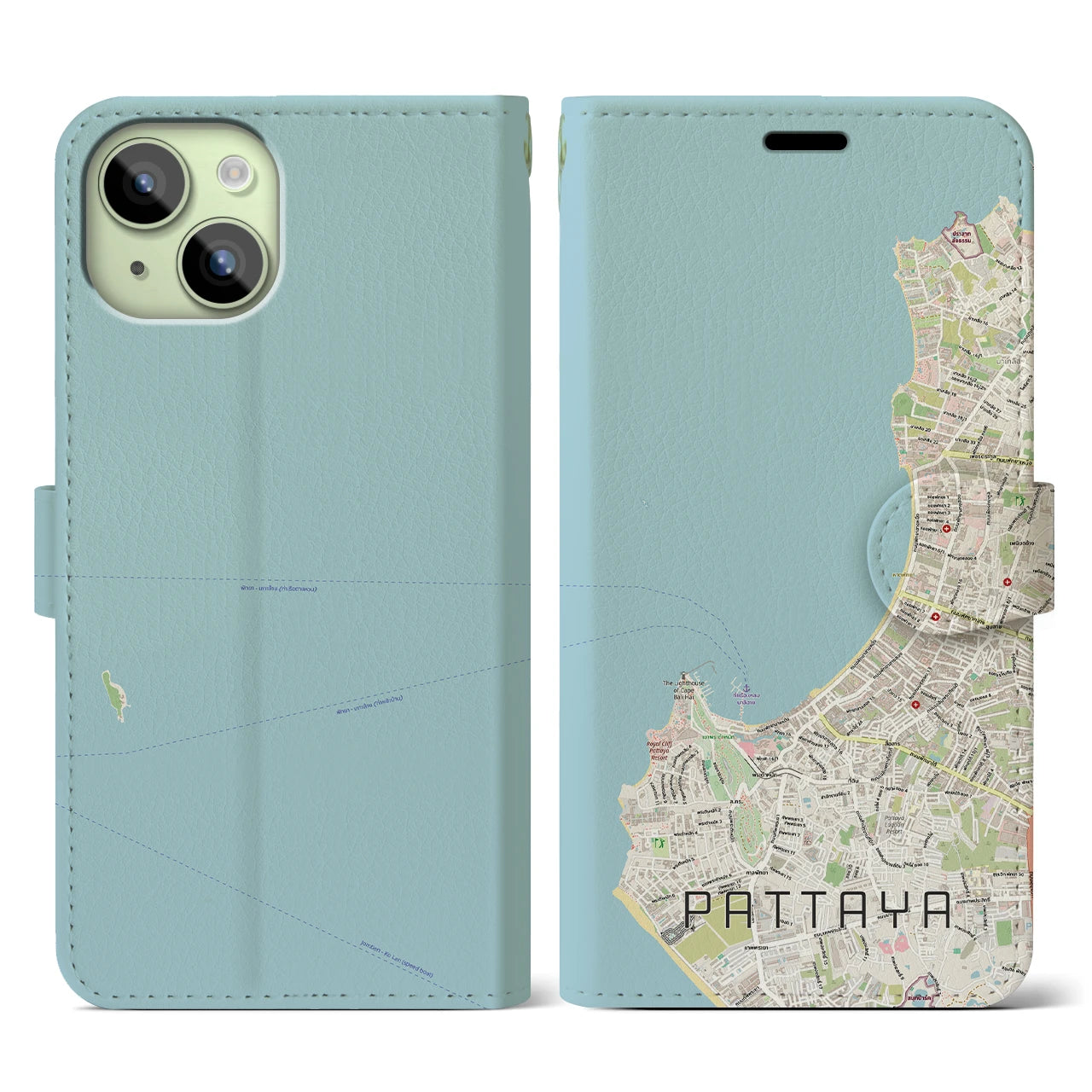 【パタヤ(タイ)】地図柄iPhoneケース(手帳タイプ)