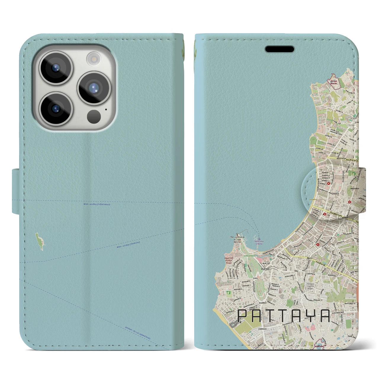 【パタヤ(タイ)】地図柄iPhoneケース(手帳タイプ)