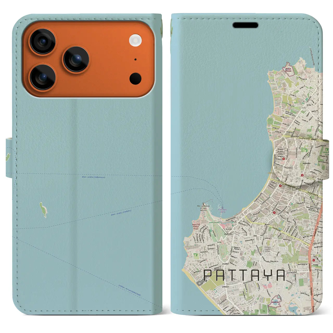 【パタヤ(タイ)】地図柄iPhoneケース(手帳タイプ)