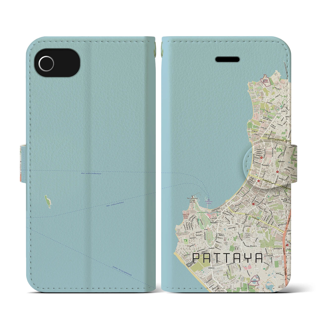 【パタヤ(タイ)】地図柄iPhoneケース(手帳タイプ)