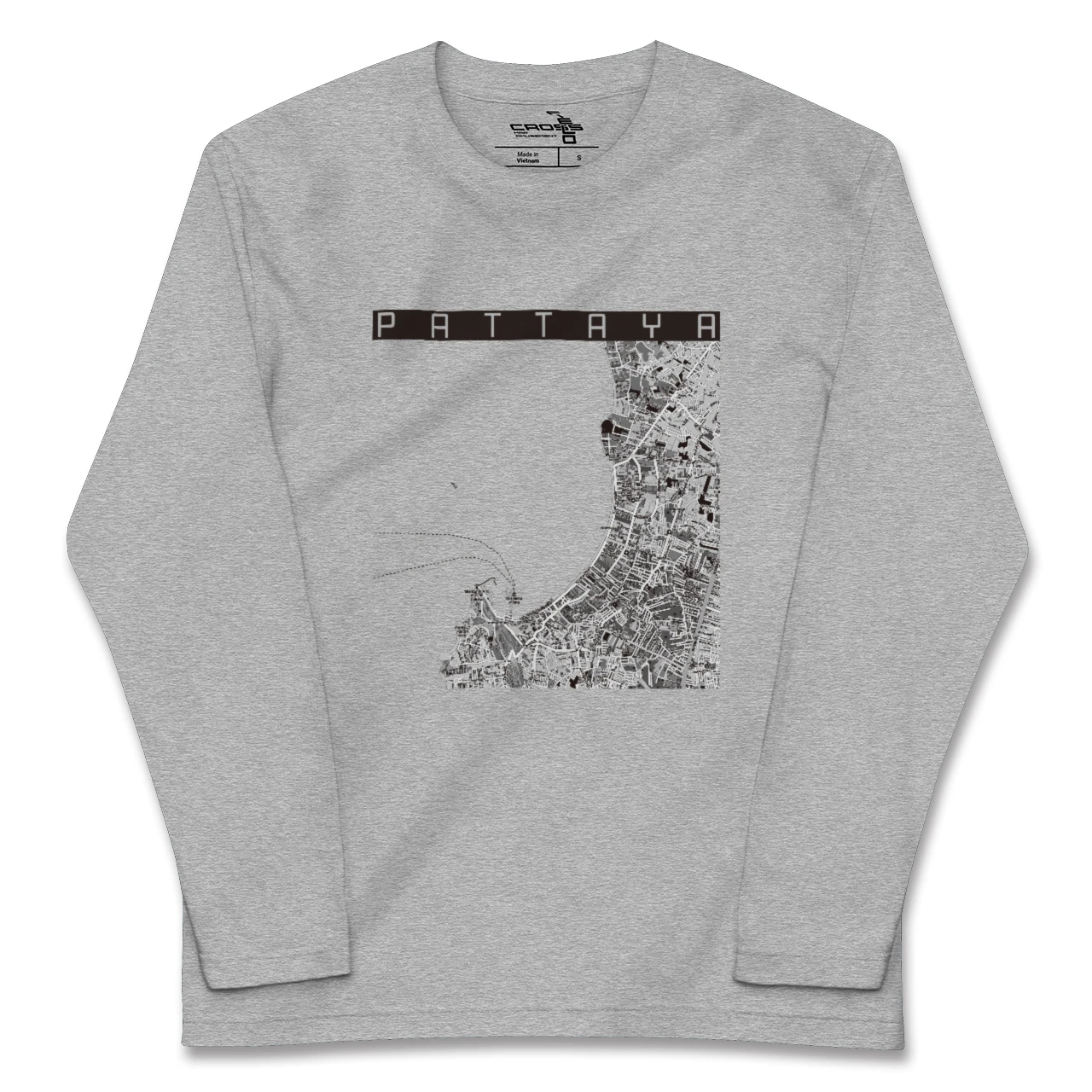 【パタヤ(タイ)】地図柄ロングスリーブTシャツ