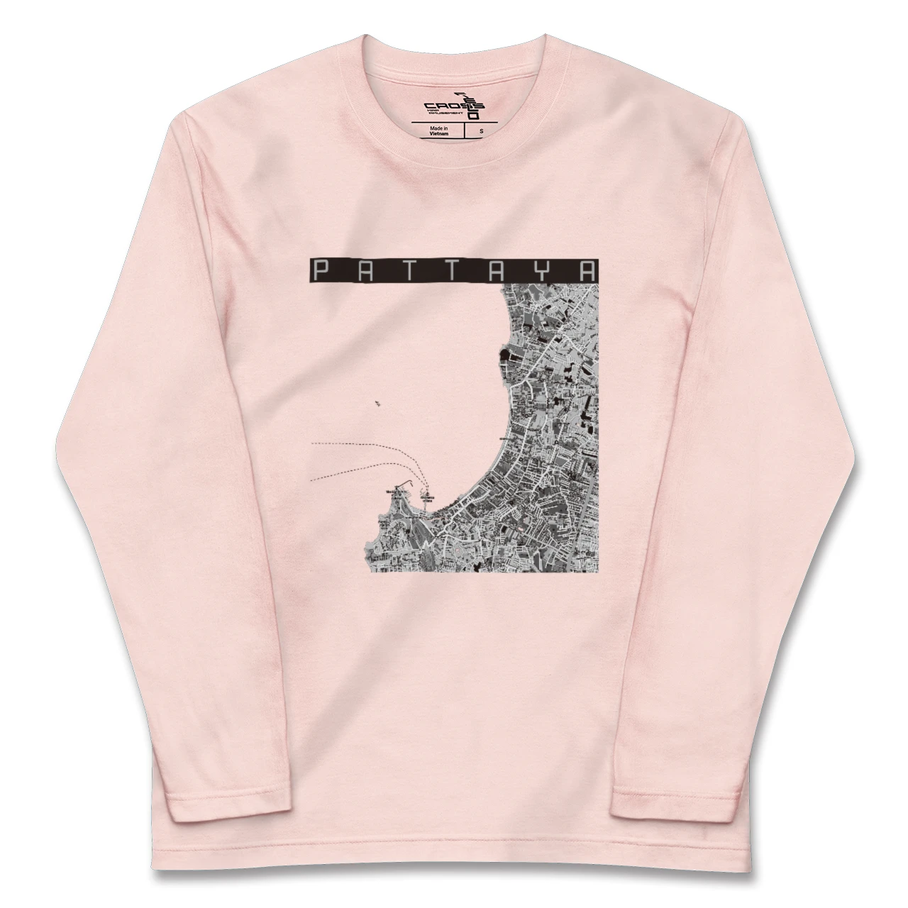 【パタヤ(タイ)】地図柄ロングスリーブTシャツ