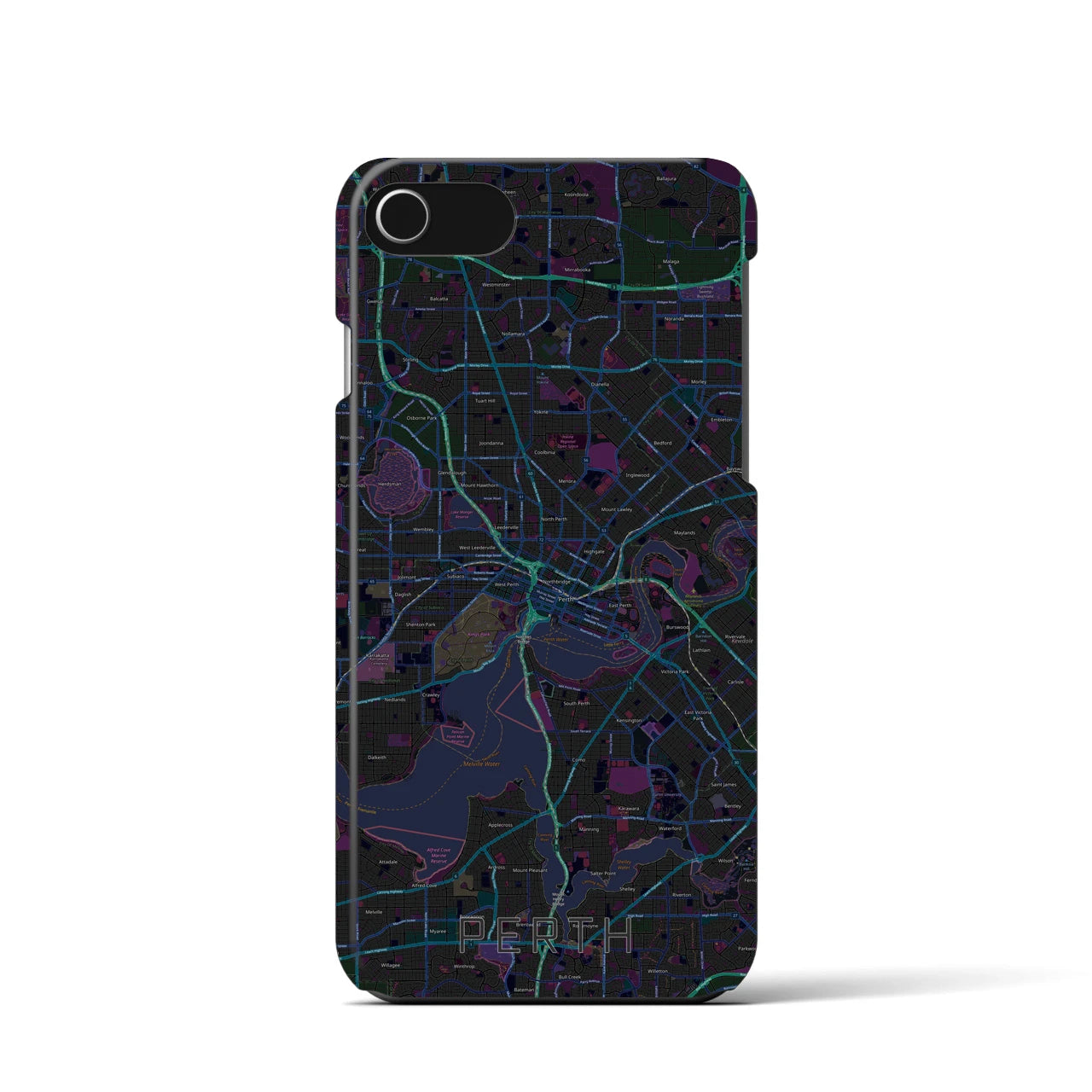 【パース(オーストラリア)】地図柄iPhoneケース(バックカバータイプ)
