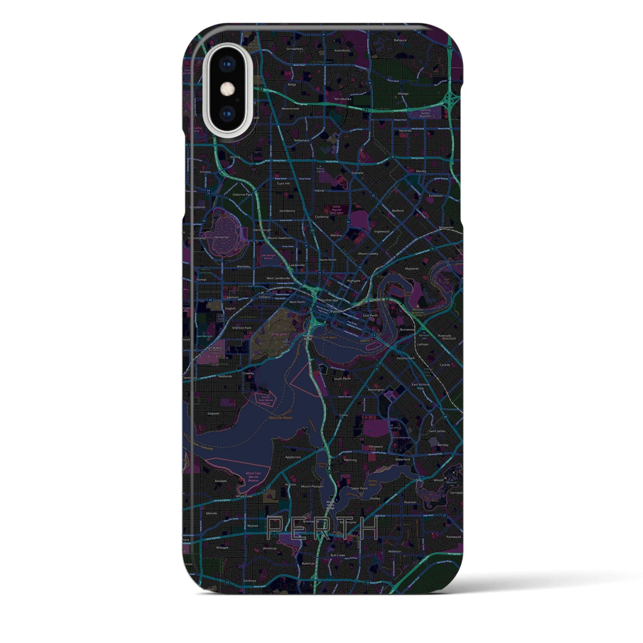【パース(オーストラリア)】地図柄iPhoneケース(バックカバータイプ)