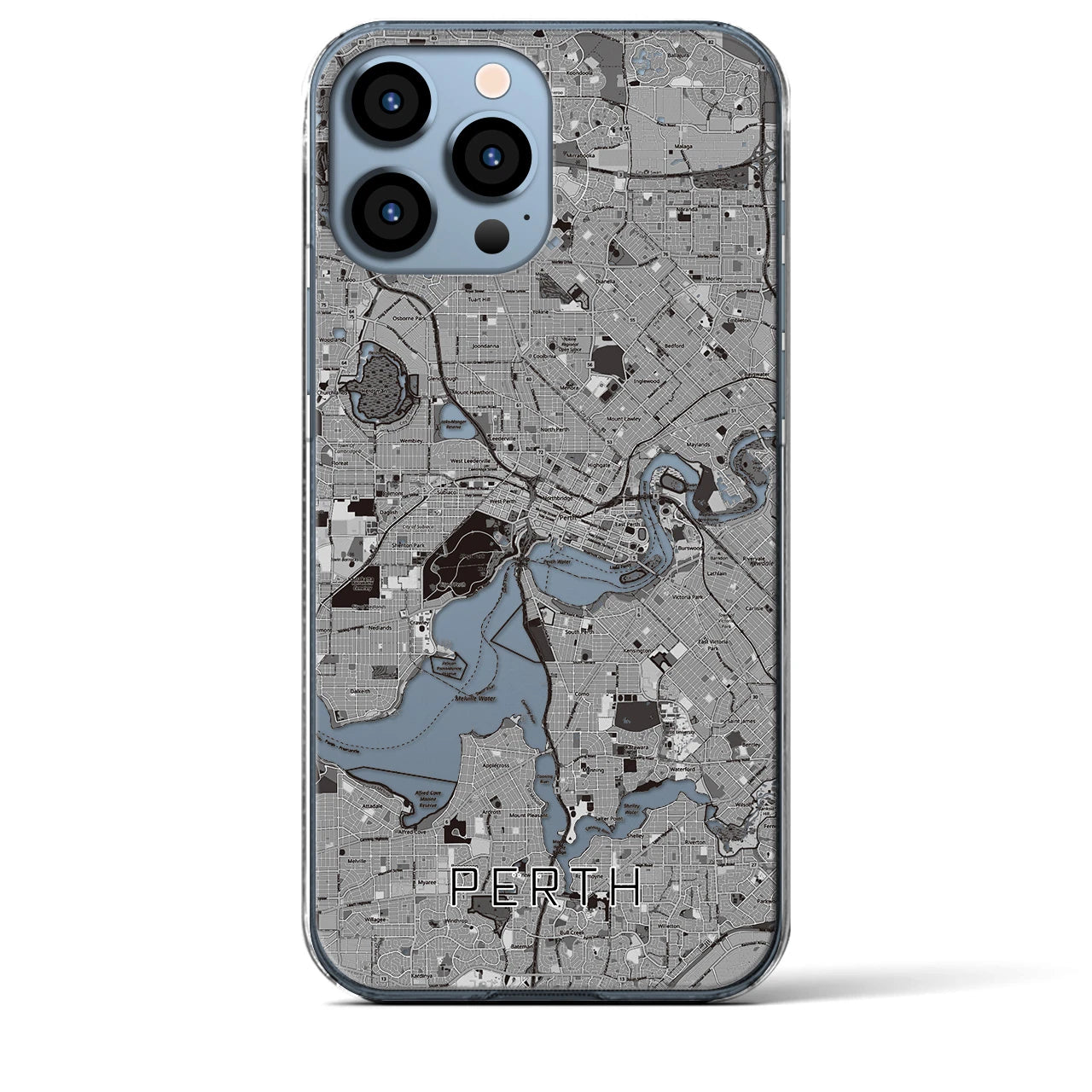 【パース(オーストラリア)】地図柄iPhoneケース(クリアタイプ)