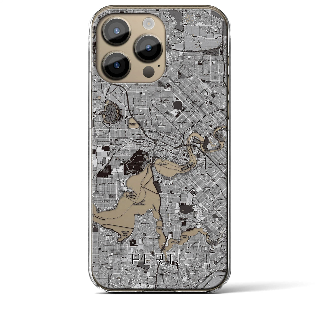 【パース(オーストラリア)】地図柄iPhoneケース(クリアタイプ)