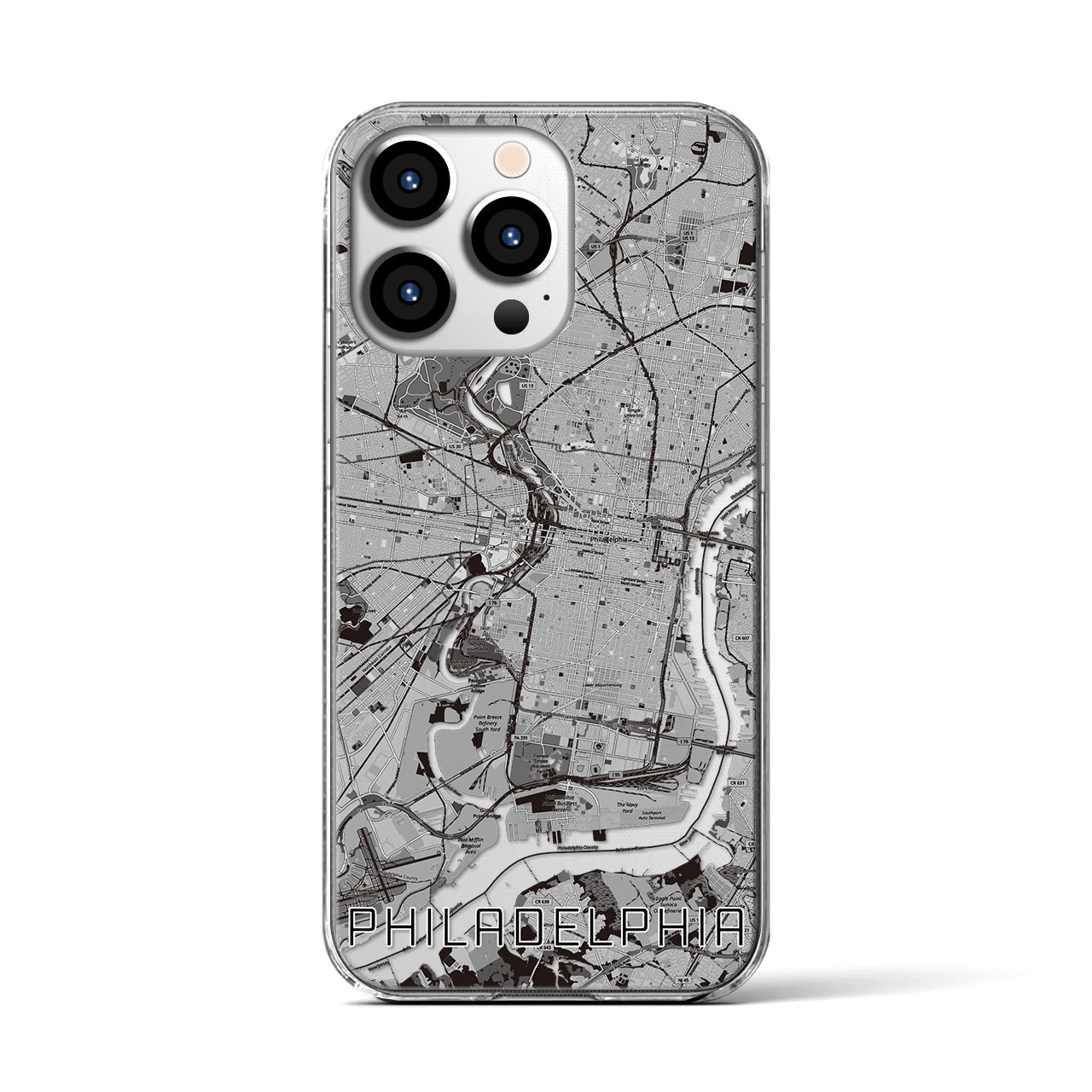 【フィラデルフィア(アメリカ)】地図柄iPhoneケース(クリアタイプ)