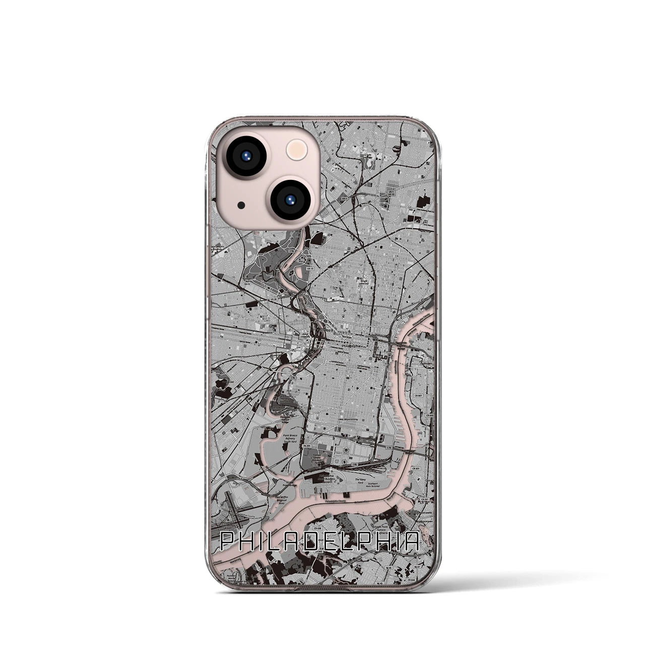 【フィラデルフィア(アメリカ)】地図柄iPhoneケース(クリアタイプ)