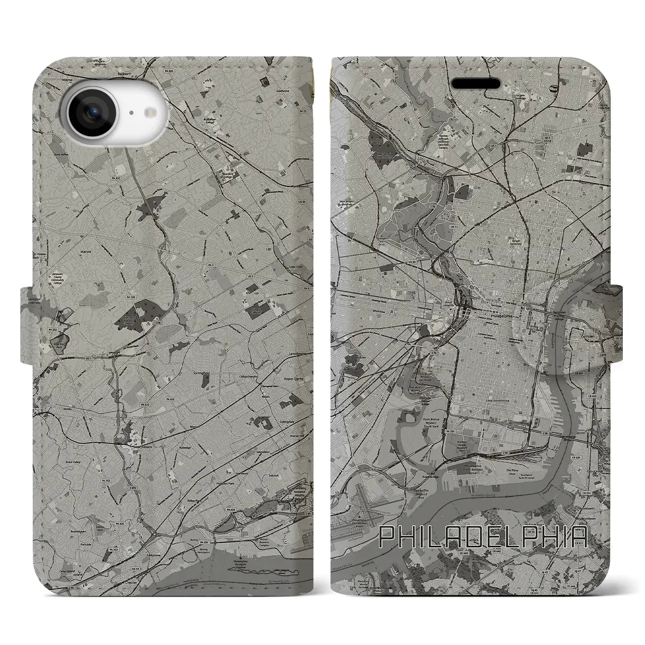 【フィラデルフィア(アメリカ)】地図柄iPhoneケース(手帳タイプ)