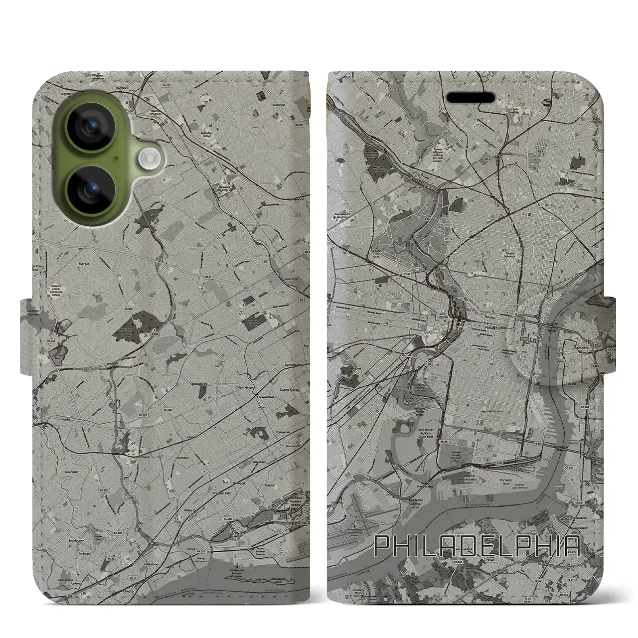 【フィラデルフィア(アメリカ)】地図柄iPhoneケース(手帳タイプ)