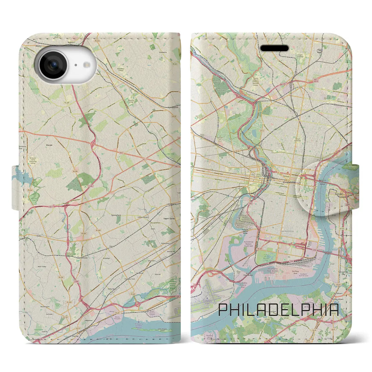 【フィラデルフィア(アメリカ)】地図柄iPhoneケース(手帳タイプ)