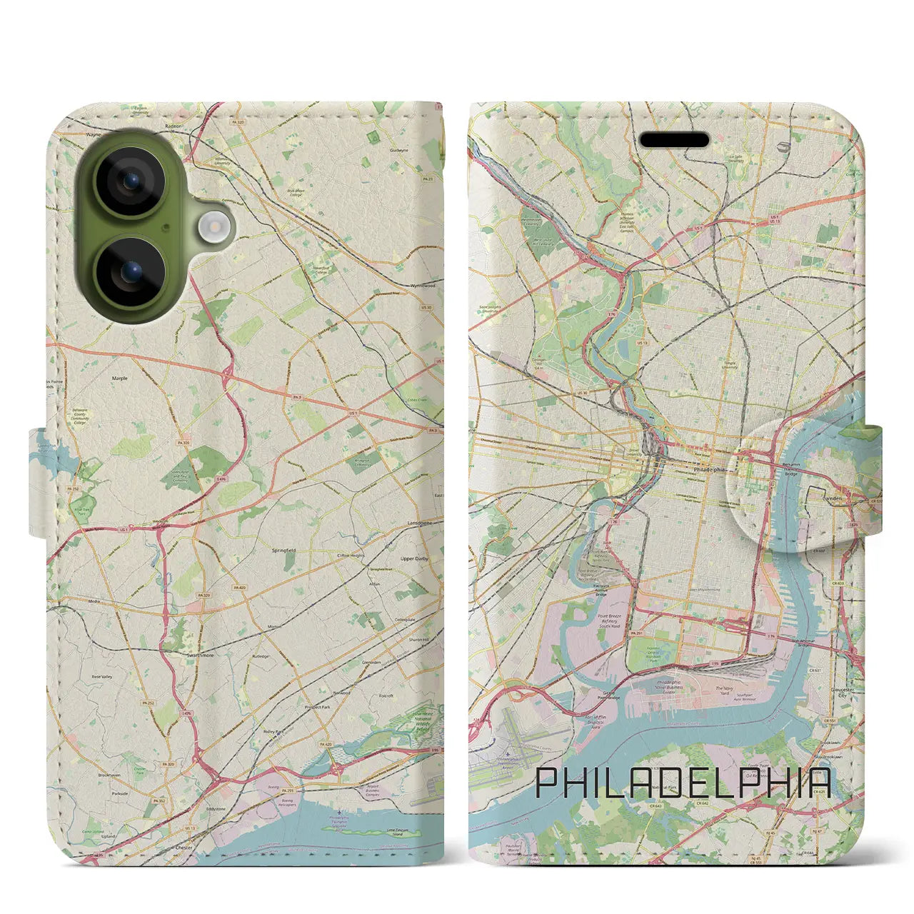 【フィラデルフィア(アメリカ)】地図柄iPhoneケース(手帳タイプ)