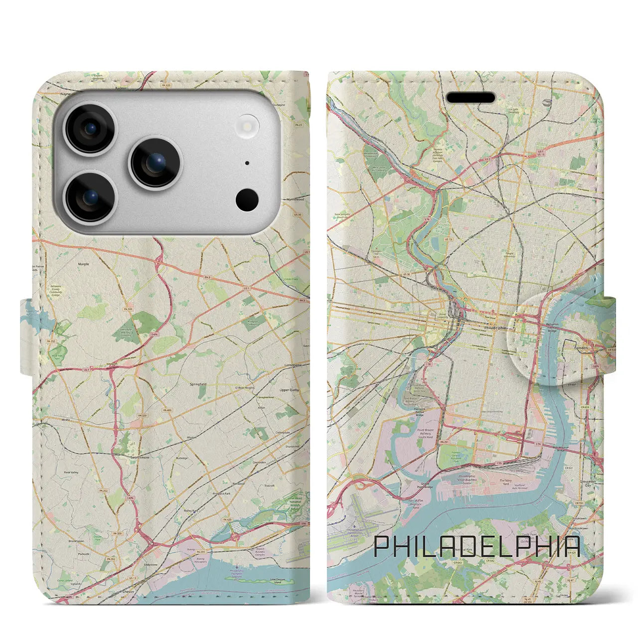 【フィラデルフィア(アメリカ)】地図柄iPhoneケース(手帳タイプ)