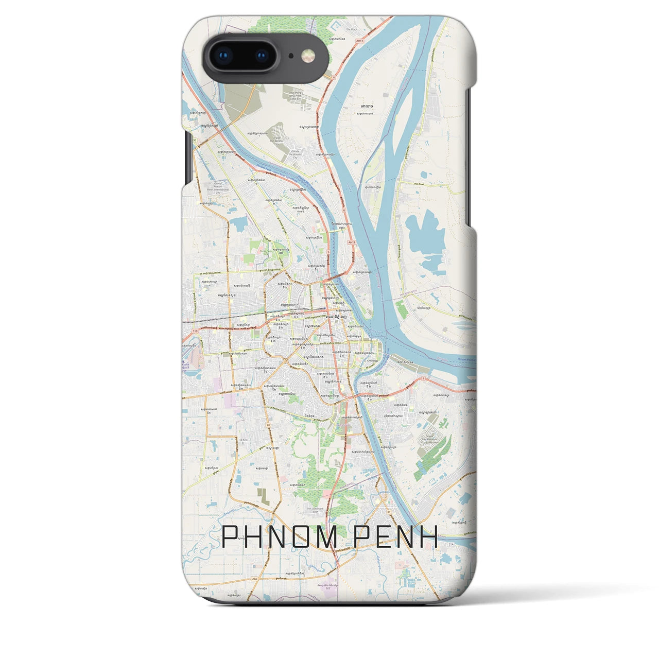 【プノンペン(カンボジア)】地図柄iPhoneケース(バックカバータイプ)