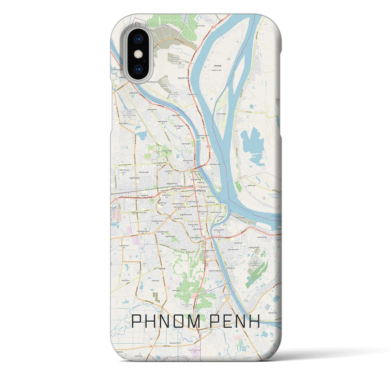 【プノンペン(カンボジア)】地図柄iPhoneケース(バックカバータイプ)