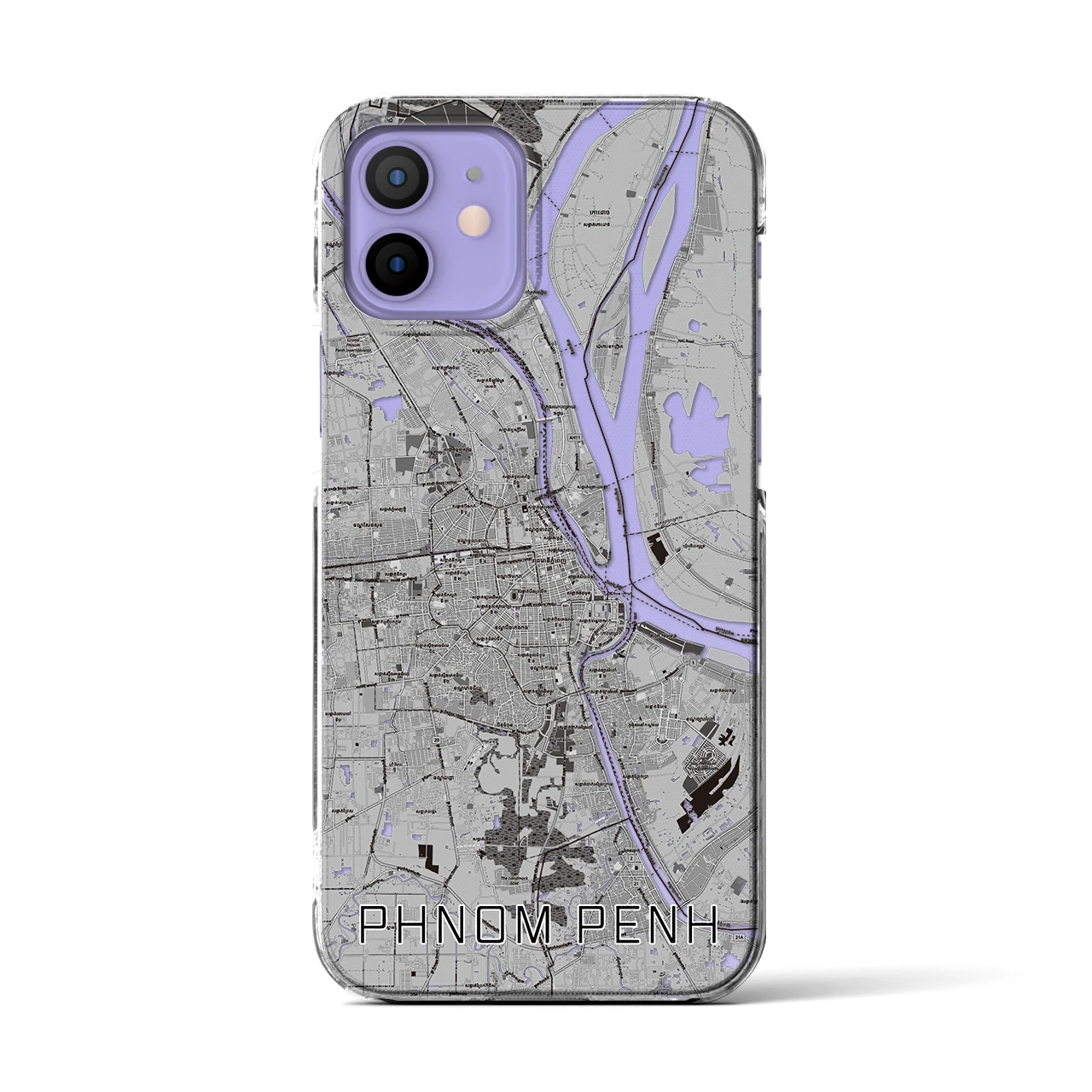 【プノンペン(カンボジア)】地図柄iPhoneケース(クリアタイプ)