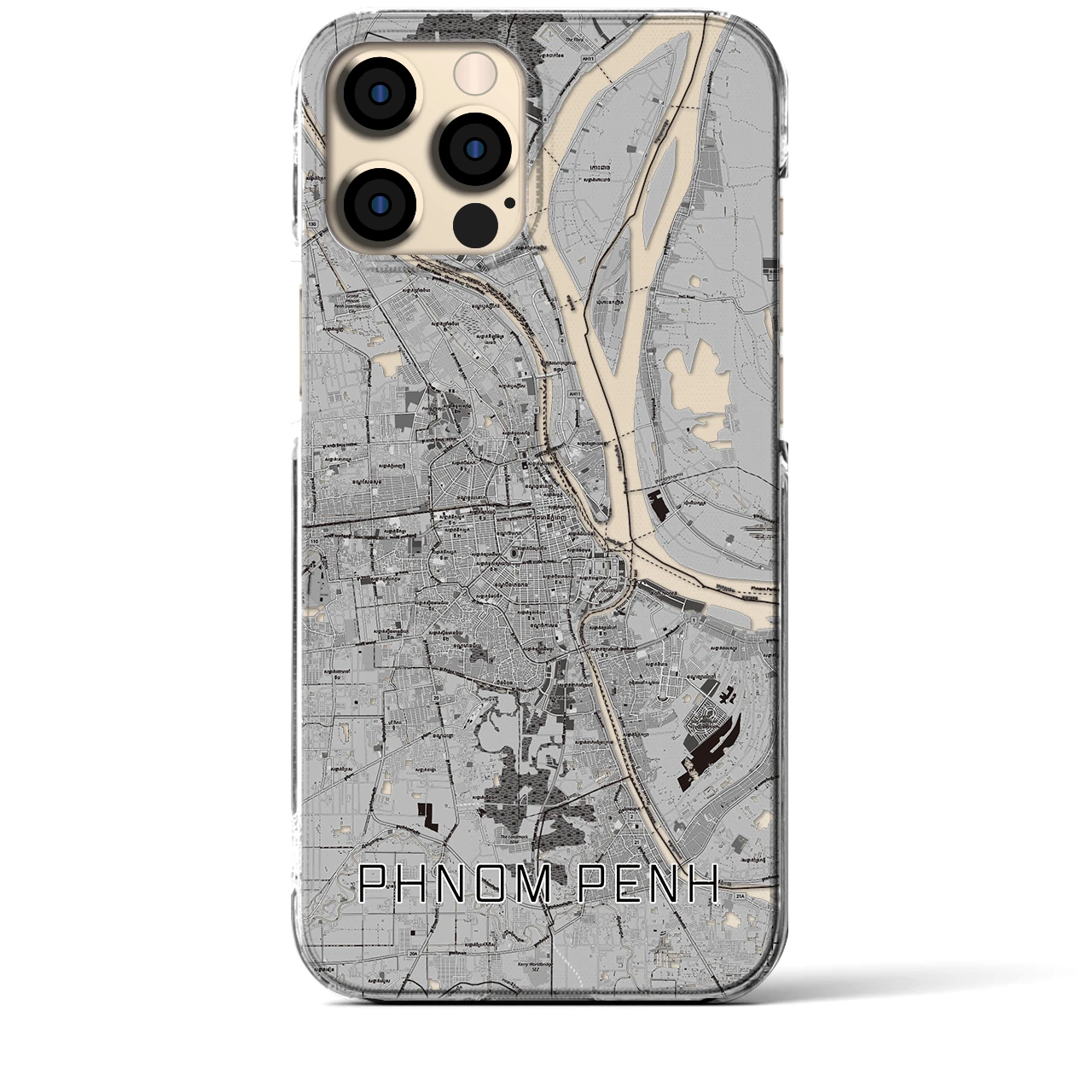 【プノンペン(カンボジア)】地図柄iPhoneケース(クリアタイプ)