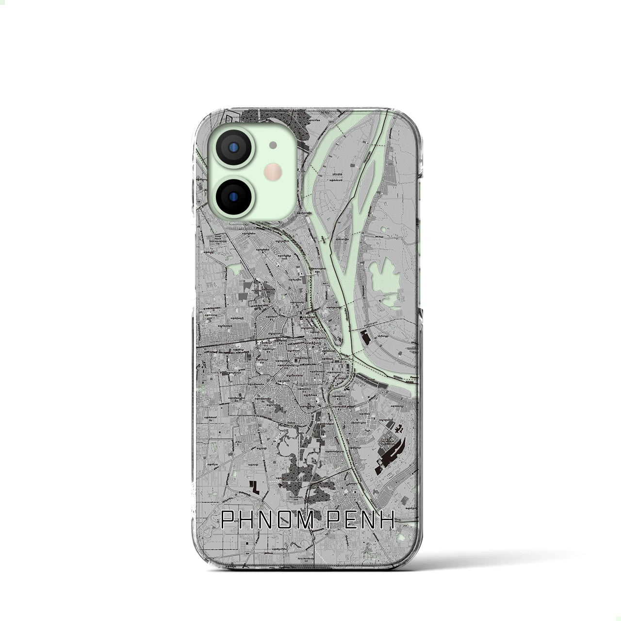 【プノンペン(カンボジア)】地図柄iPhoneケース(クリアタイプ)