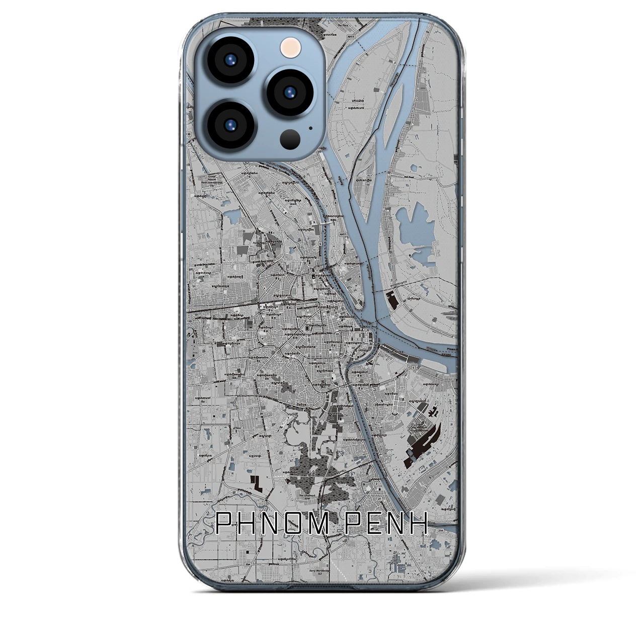 【プノンペン(カンボジア)】地図柄iPhoneケース(クリアタイプ)