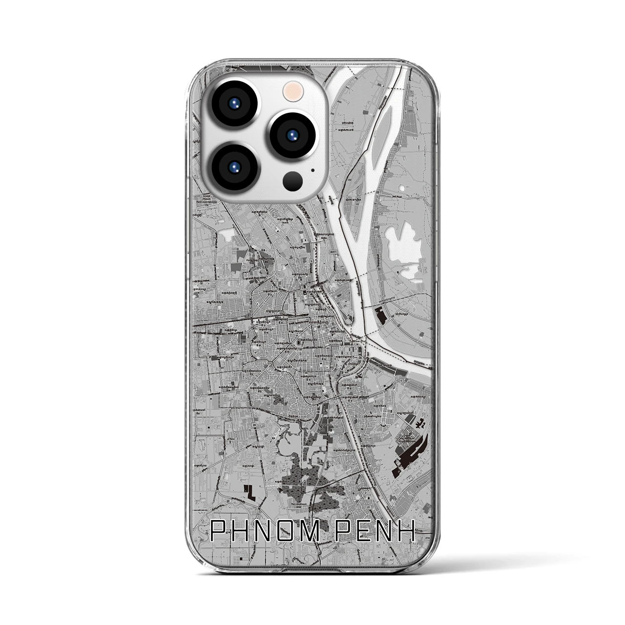 【プノンペン(カンボジア)】地図柄iPhoneケース(クリアタイプ)