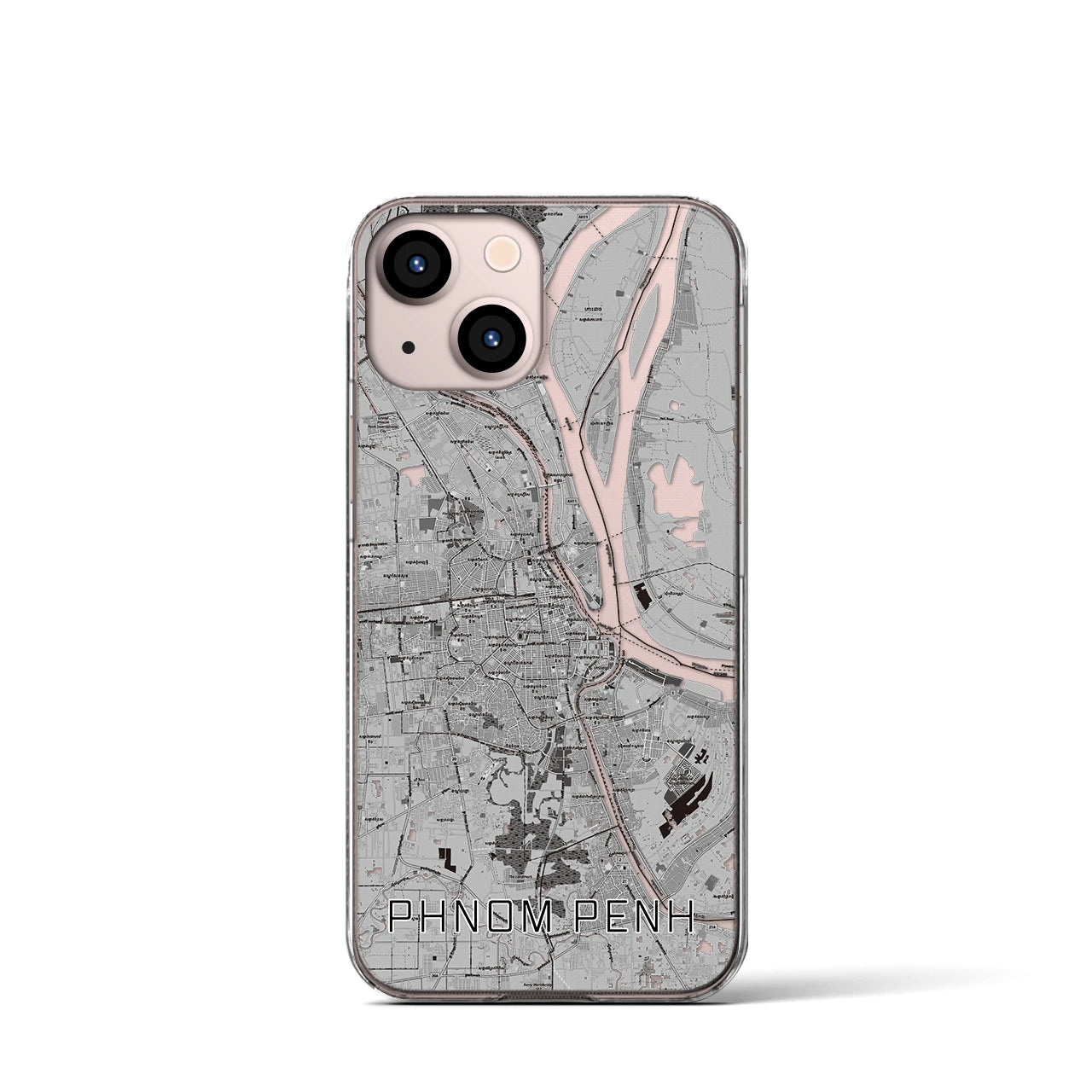 【プノンペン(カンボジア)】地図柄iPhoneケース(クリアタイプ)