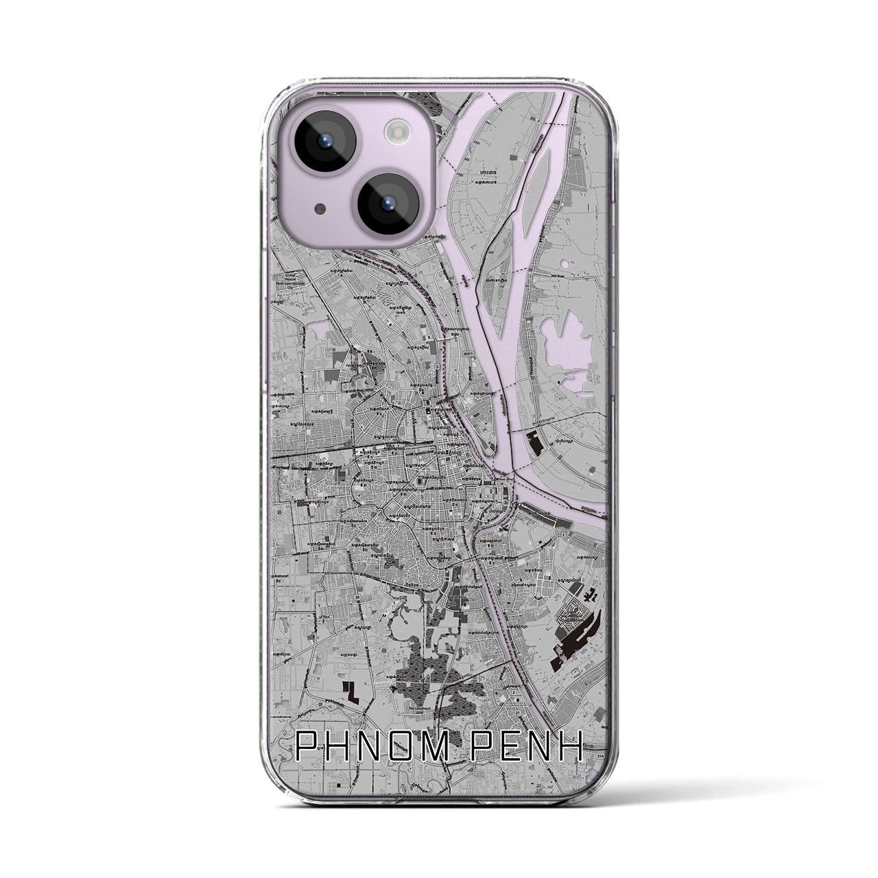 【プノンペン(カンボジア)】地図柄iPhoneケース(クリアタイプ)